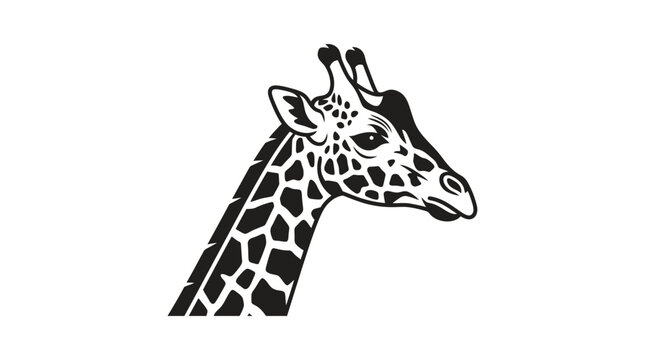 Giraffe head and neck profile in patterned line art.