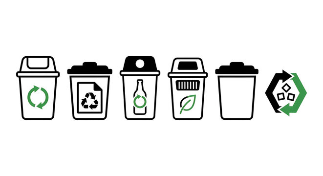 Recycling Bin & Waste Sorting Icon Set