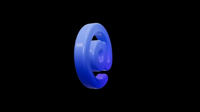 Glossy 3D at sign with smooth blue texture