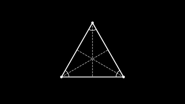 Geometric triangle construction diagram showing three vertices, intersecting lines, angles, and an internal guide line