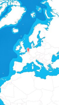 Vertical 3D globe zooming into Brussels city location pin concept