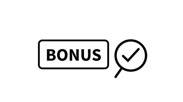 Animated bonus button with checkmark icon on a clean white background creative motion graphics