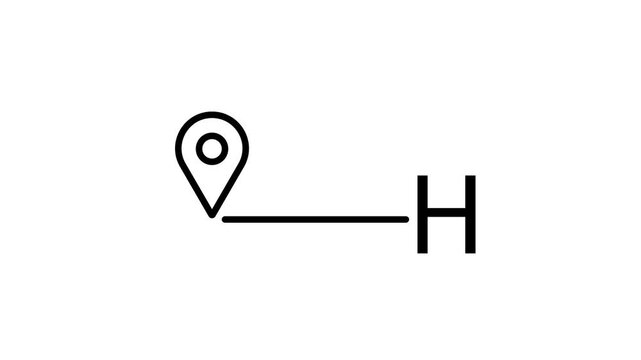 Map pin icon drawing on white background representing hospital route navigation motion graphic