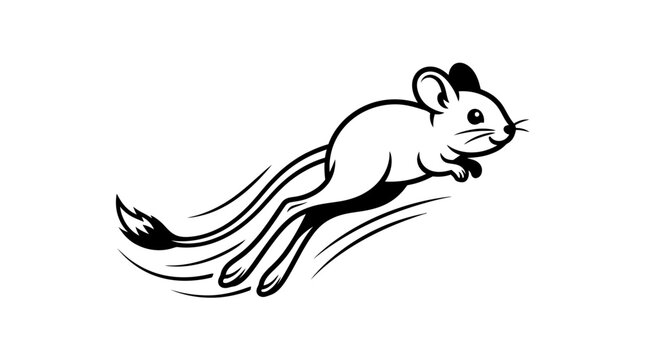 Minimalist jumping jerboa animal line art icon.