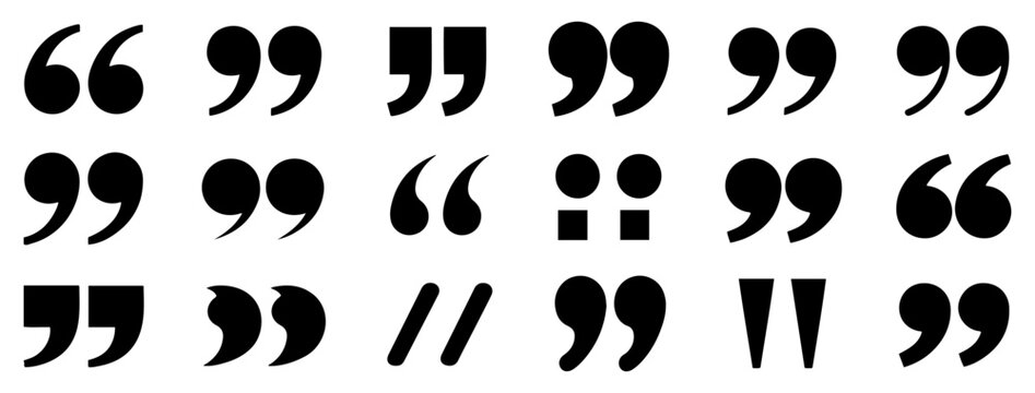 black quote mark icons isolated on white