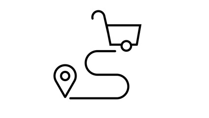 Shopping cart with location marker and path line for grocery delivery tracking system © Motion expert