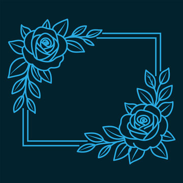 Minimalist vector floral border for wedding invitations and greeting cards.