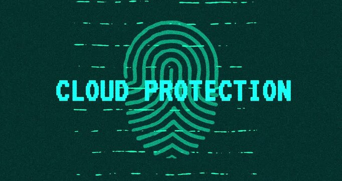 Cloud Protection - technology cybersecurity concept Minimalist Glitch Effect