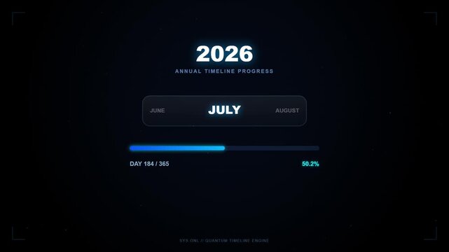 Digital Timeline Progress Bar Showing Seamless Motion Loop 4K