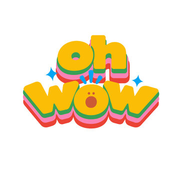 Oh Wow Typography &ndash; Colorful Surprise and Excitement Expression Illustration