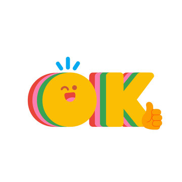 OK Typography with Thumbs Up &ndash; Positive Approval and Confirmation Illustration