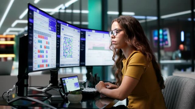 Female Manager Uses Scheduling Software