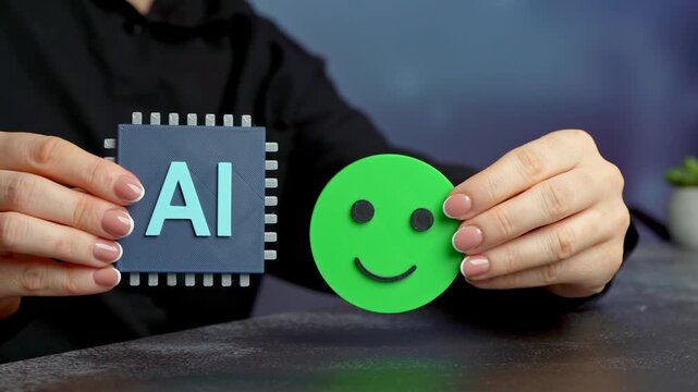 AI microchip and positive emotional assessment. Successful implementation of AI technologies, positive feedback and customer loyalty. Building trust through innovation.