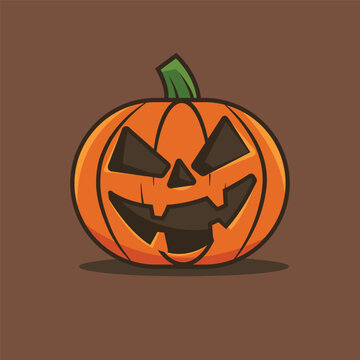 Halloween Jack O Lantern Pumpkin Vector Illustration with Spooky Carved Face