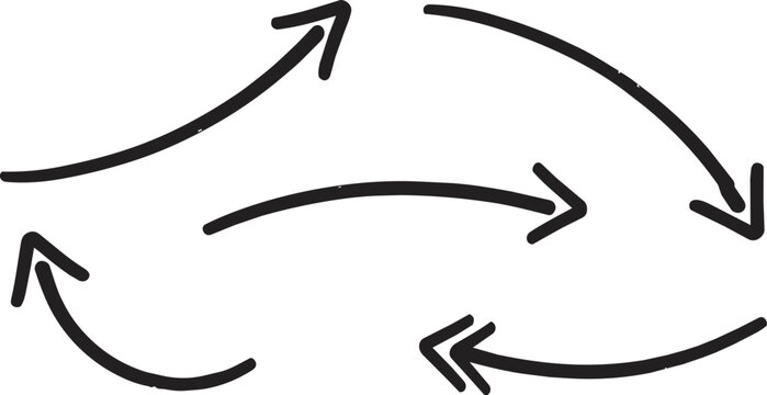 Collection of hand drawn arrow shapes on a white background