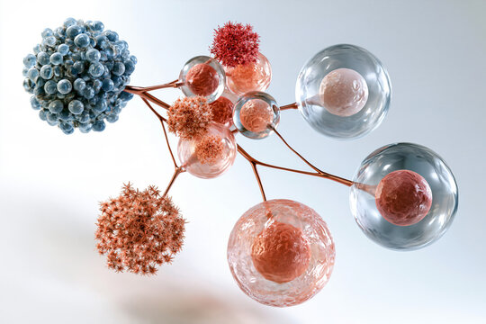 Cell differentiation pathway in developmental biology concept