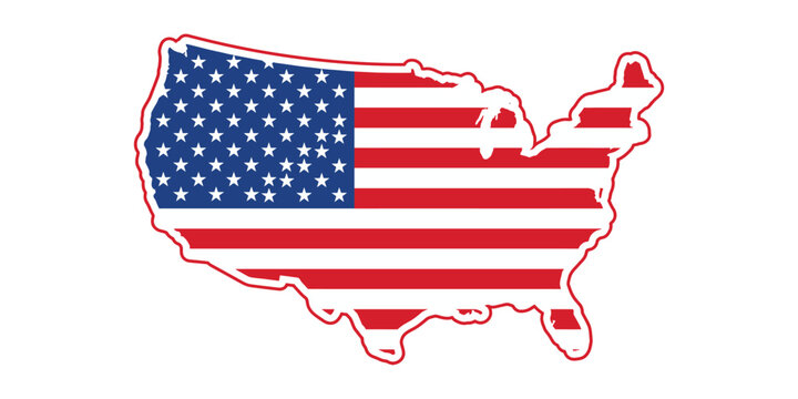 Us flag map vector illustration