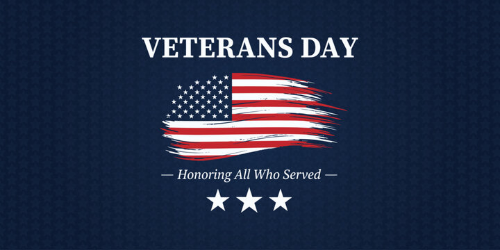 Veterans day banner with american flag design