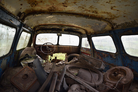 Inside a Vintage Oldtimer Car in the Uruguayan Countryside