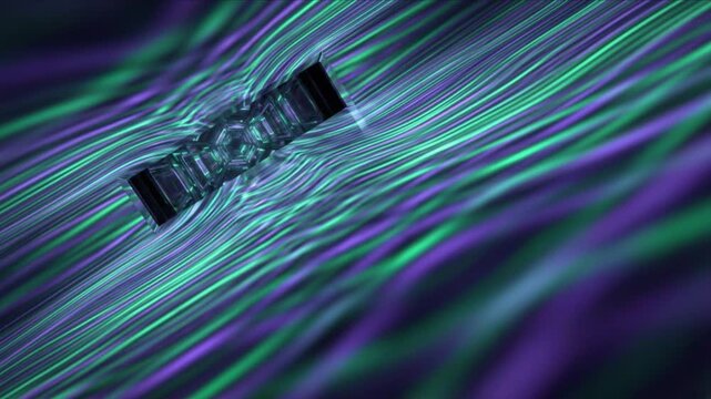 偏光スリットから現れる幾何学的多様体と光波の科学実験用背景映像