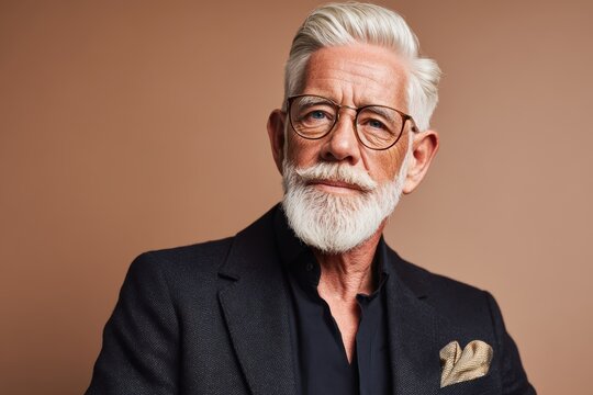 Stylish senior man portrait with glasses