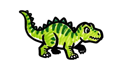 Green cartoon dinosaur with spiky back, isolated on transparent background © STUDIOP