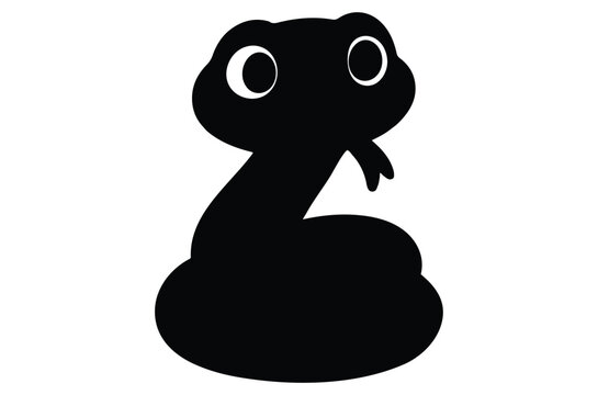 Black silhouette of a frog with circular eyes against a white background