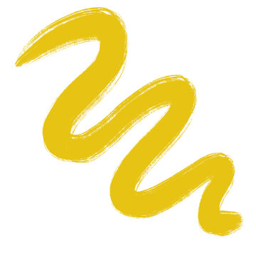 Vibrant yellow wavy paint brush stroke with artistic texture for creative graphic design