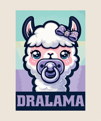 Playful llama t-shirt design with cute pacifier © Vexels