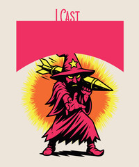 Fototapeta premium Spell casting wizard humor t-shirt design
