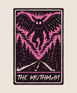 Mothman cryptid poster t-shirt design
