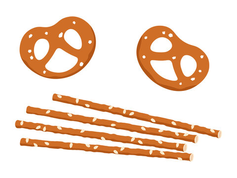 pretzels and pretzel sticks on transparent background