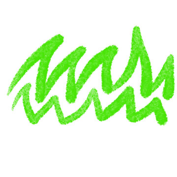 Textured bright green hand drawn chalk brush strokes in wavy zigzag pattern
