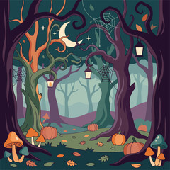 Fototapeta premium Halloween forest background design
