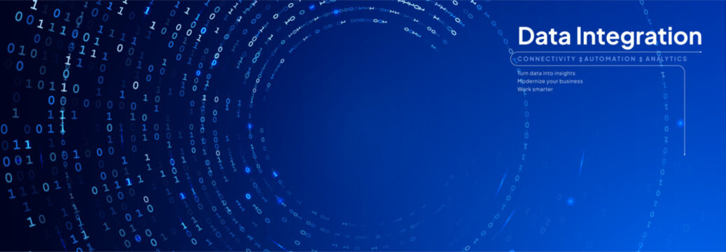 Binary Code Blue Background Creative Digital Pattern for Digital Transformation, Digital Adoption Business Transformation, Business Intelligence Data Analytics, Cloud Computing. Vector Illustration