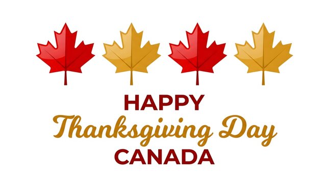 Happy Thanksgiving Day Canada Banner with Maple Leaves