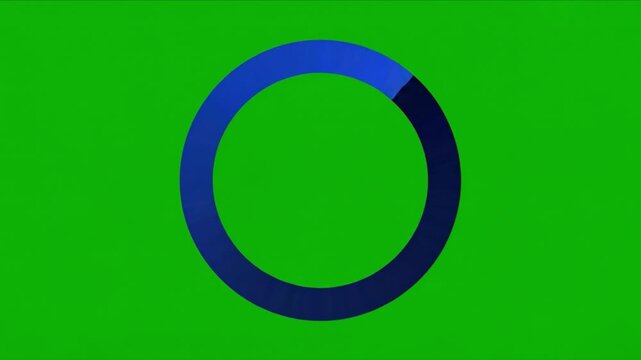 グリーンバックで回転するマットな青いローディングリングの合成用映像