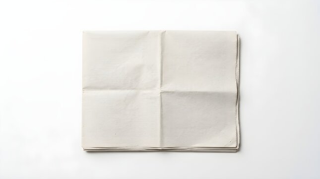Blank folded newspaper top view isolated. Daily news publication mockup.