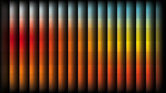 Abstract vertical stripes with gradient colors on a dark black background texture