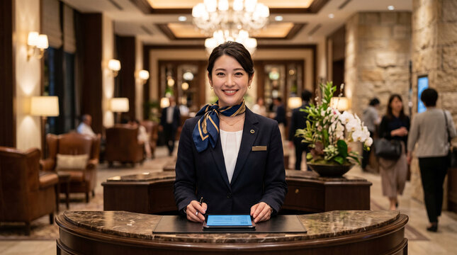 ホテルコンシェルジュの日本人女性のポートレート（ビジネスポートレート）