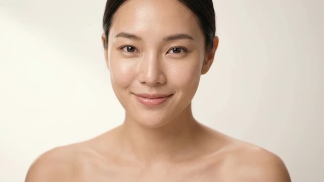 Skincare beauty face of a woman showing glowing healthy skin