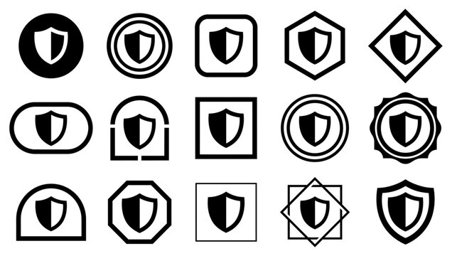 A comprehensive shild vector art bundle featuring various shield icon designs for security and protection branding projects