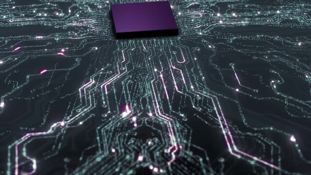 Futuristic AI Logo Reveal on a High Tech Digital Circuit Board