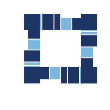 Geometric pattern of blue and light blue rectangles