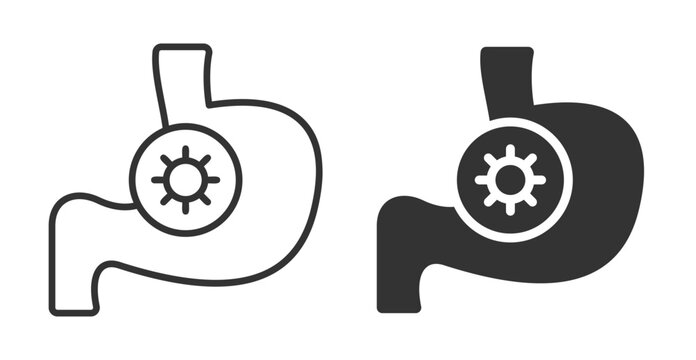Rotavirus Icon Set. Designed In Outline And Solid Glyph Versions