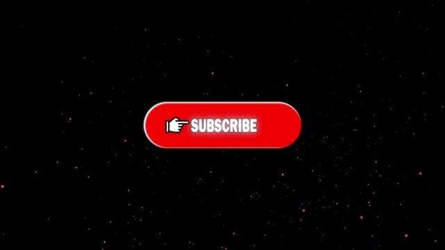 Red Animated Subscribe Button on Black Particle Background   