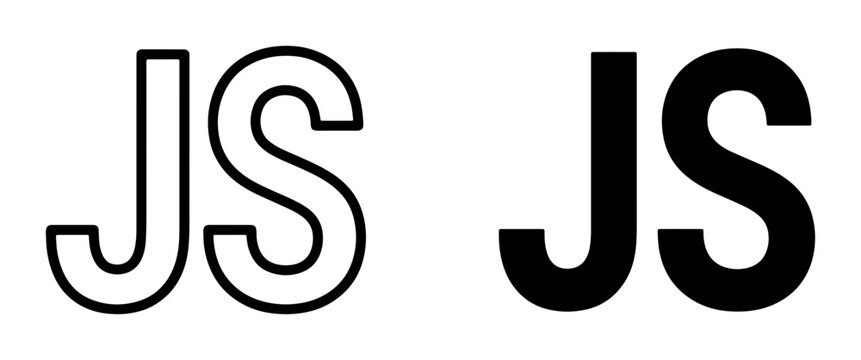 JS Monogram Logo, Outline and Solid Styles, Black and White Letter Combination for Branding