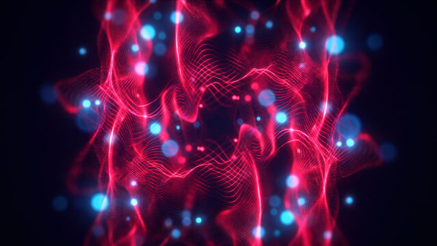 量子真空場で光波面と光子ノードが上昇し平衡化する科学研究用背景画像