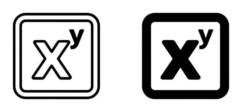 Math Notation Icons: XY Exponent Symbols, Algebraic Variables, Science and Education Graphics, Black and White Vector Set