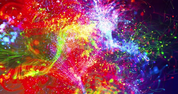 Abstract motion background featuring glowing microscopic threads and particles. 3D Abstract Technology Concept Animation.